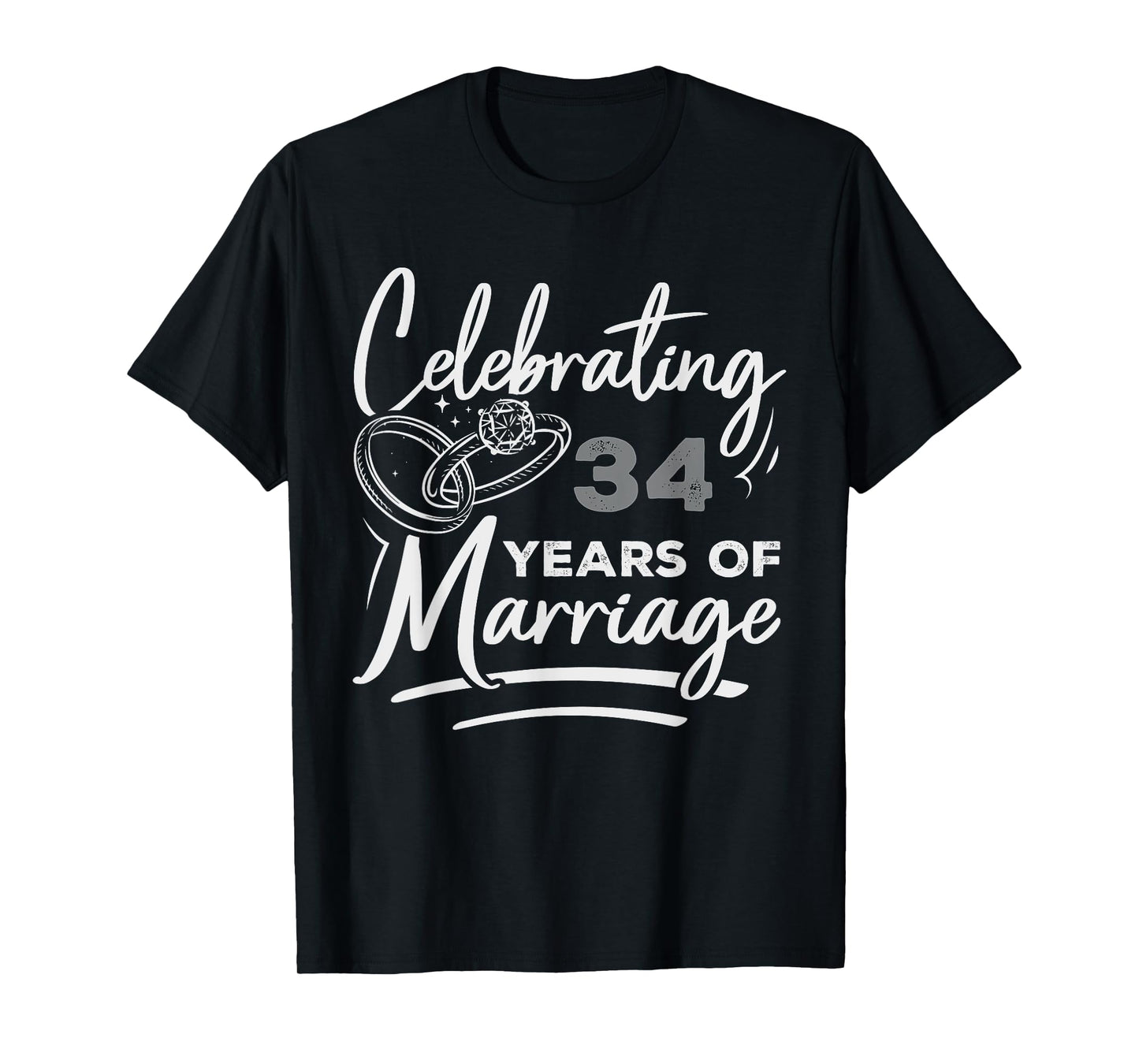 Couples Married 34-Year Funny 34th Wedding Anniversary T-Shirt