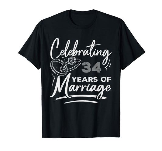 Couples Married 34-Year Funny 34th Wedding Anniversary T-Shirt