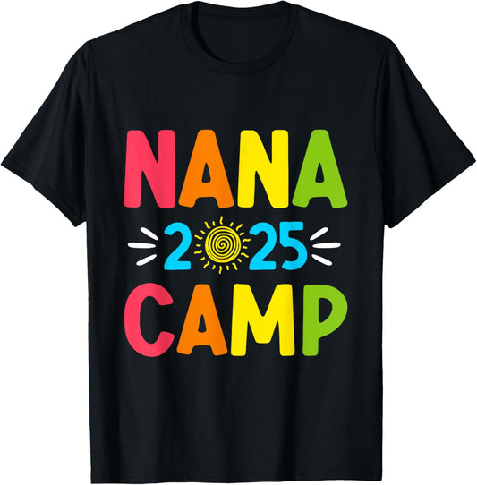 Nana Camp 2025 Family Vacation Summer Camping Crew Kids T-Shirt