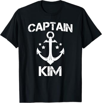 CAPTAIN KIM Funny Birthday Personalized Name Boat Gift T-Shirt