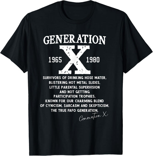 Proud Gen X 1965 to 1980 Vintage Generation X T-Shirt