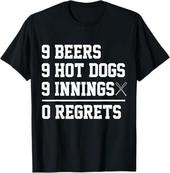 9 9 9 Challenge Baseball 9 Hot Dogs 9 Beers 9 Innings T-Shirt