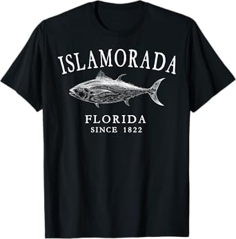 Islamorada Florida Fishing Since 1822 Arched White Letters T-Shirt