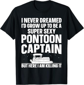 Cool Pontoon Captain Art For Men Women Pontoon Boat Owners T-Shirt