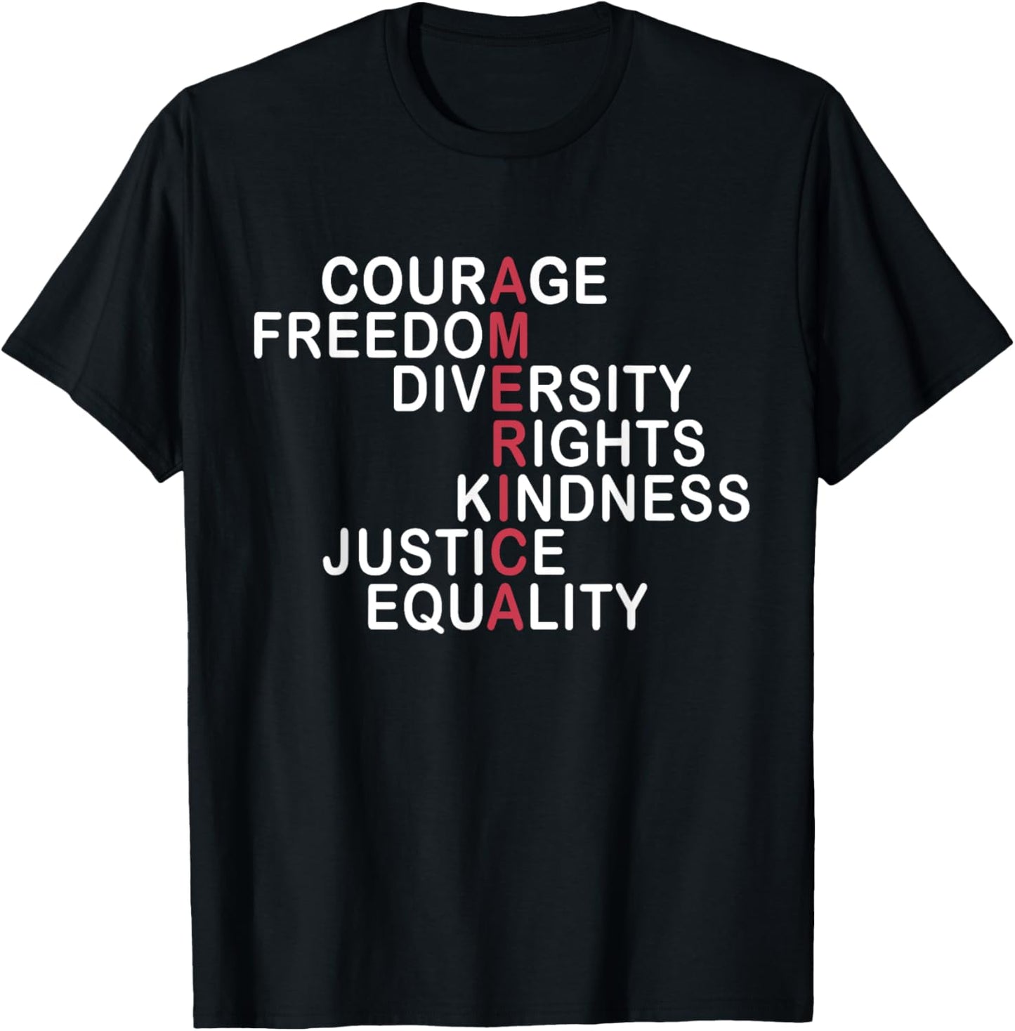 Courage Freedom Diversity Rights Kindness Justice Equality T-shirt
