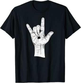 I Love You ASL Hand Sign - Hand Drawn Novelty Jesus T-Shirt