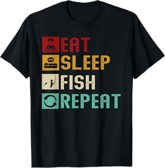 Eat Sleep Fish Repeat Unique Fishing Fisherman Cool Gifts T-Shirt