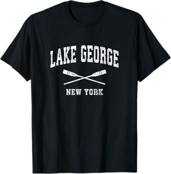 Lake George New York Vintage Nautical Paddles Sports Oars T-Shirt