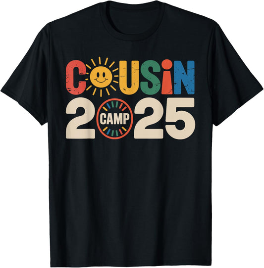 Cousin Camp 2025 Camping Campfire Summer Vacation Family T-Shirt
