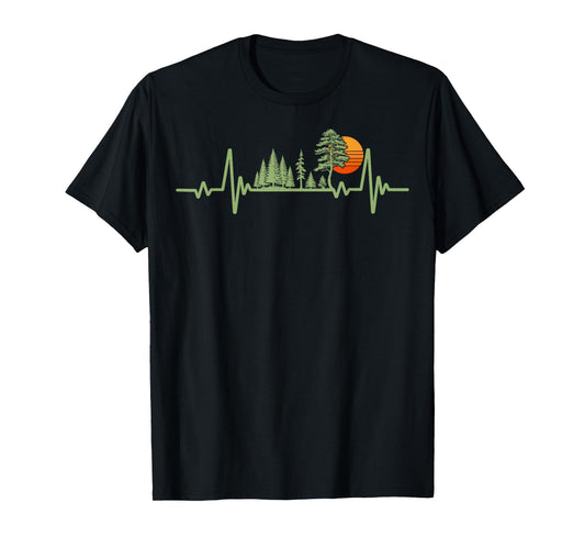 Trees Wildlife Pine Sun Nature Heartbeat Forest Vintage T-Shirt