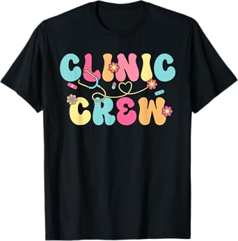 Clinic Crew For School Nurse Groovy (On Back) T-Shirt