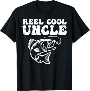 Fishing Reel Cool Uncle Bass Fish Funny Fisherman Family Men T-Shirt