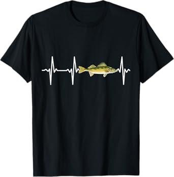 Walleye Heartbeat For Freshwater Fish Fishing Lovers T-Shirt