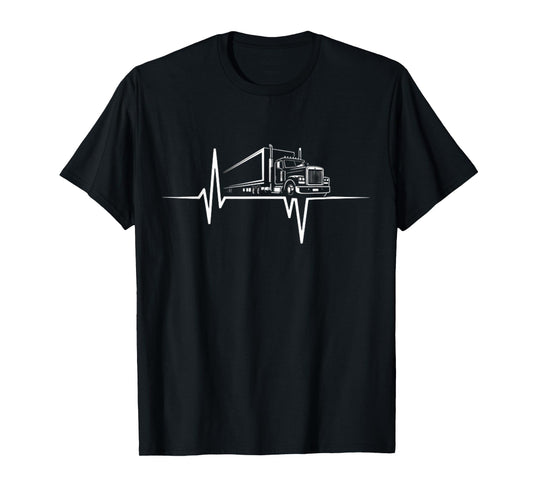 Trucker Heartbeat Big Rig Semi Truck Driver Shirt T-Shirt