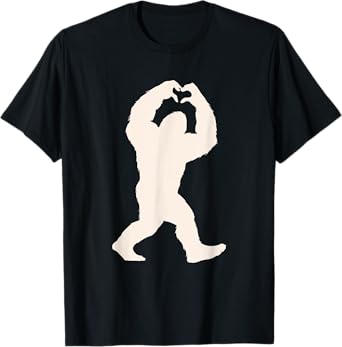Funny Bigfoot Heart Women Men Kids Bigfoot Love with Heart T-Shirt