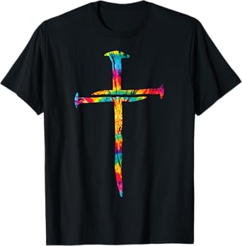 Christian Jesus Nail Cross Tie Dye Rainbow Bible Religious T-Shirt