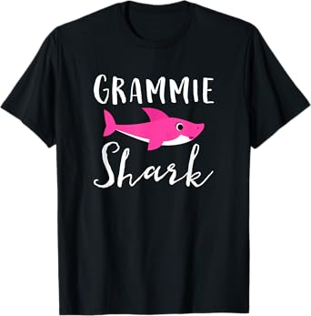 Grammie Shark Grandma Grandmother Pink Shark Graphic T-Shirt