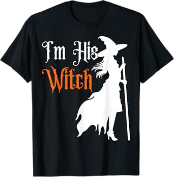 Matching Halloween I'm His Witch /I'm her Boo Couple Costume T-Shirt