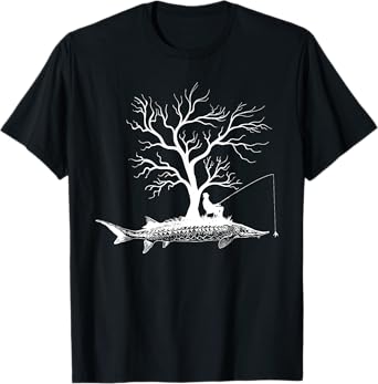 Graphic Tree Fishing Rod - Fish Sturgeon Fish T-Shirt