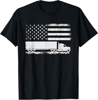 US American Flag Semi Truck Driver Patriotic Trucker T-Shirt