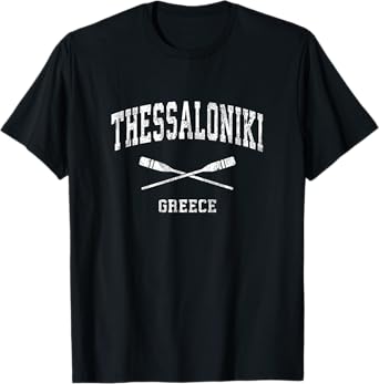 Thessaloniki Greece Vintage Nautical Paddles Sports Oars T-Shirt