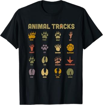 Children's Kids Wild Animal Tracks Childrens Learning Design T-Shirt