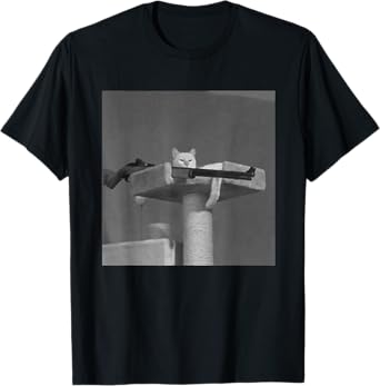 Funny Cat Meme With Gun Ain't No Fun The Cats Got The Gun T-Shirt