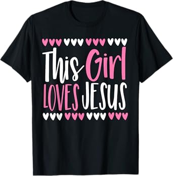 This Girl Loves Jesus Christian Women Kids Teen God Faith T-Shirt