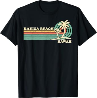 Vintage Retro Summer Vacation Hawaii Kailua Beach T-Shirt for Men Women Kids