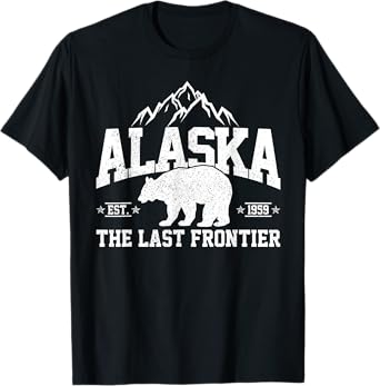 Alaska The Last Frontier EST 1959 Grizzly Bear Mountains T-Shirt