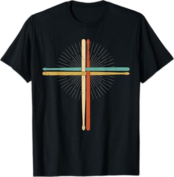 Drummer Drumming Drums Percussion I Faith Jesus Crucifix T-Shirt