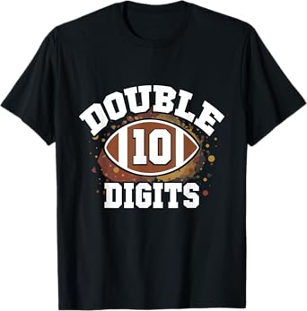 Double Digits Football Birthday Boy 10th Bday 10 Years Old T-Shirt