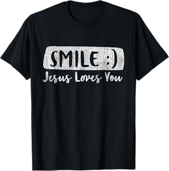 Vintage Smile Loves You Jesus Religious Faith Christian Gift T-Shirt