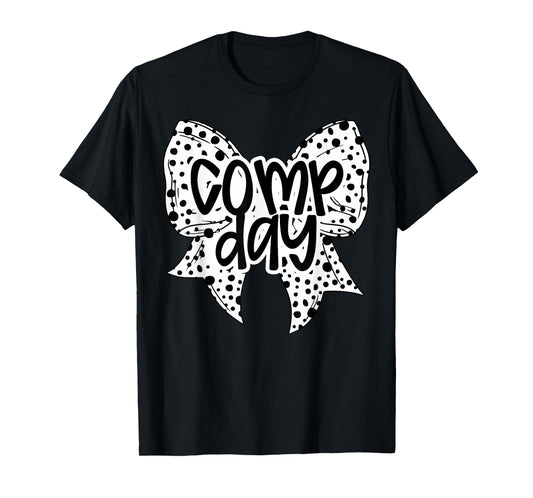 Comp Day Dalmation Coquette Bow Competition Day Cheerleading T-Shirt