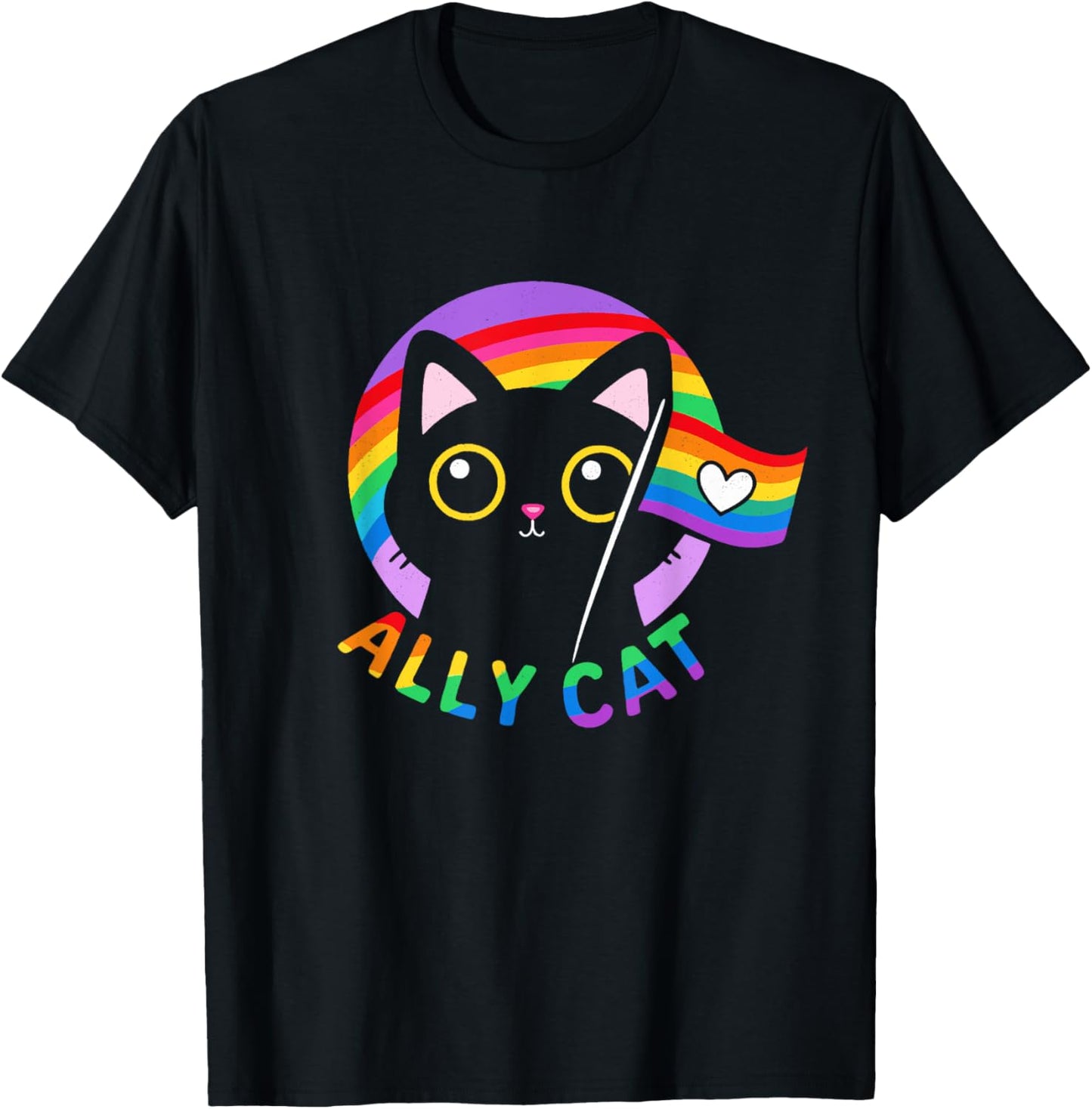 Gay Pride Month Ally Cat Funny LGBTQ Rainbow T-Shirt