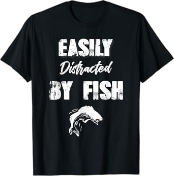 Easily Distracted By Fish Mens Kids Fishing Gift T-Shirt