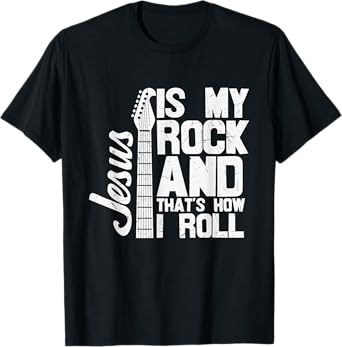 Religious Jesus is my Rock Christian Guitar Church T-Shirt