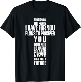 Jeremiah 29:11 Christian Bible Verse Cross Faith Graphic T-Shirt