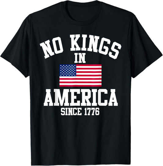 No Kings In America Since 1776 Retro American Flag Patriotic T-shirt