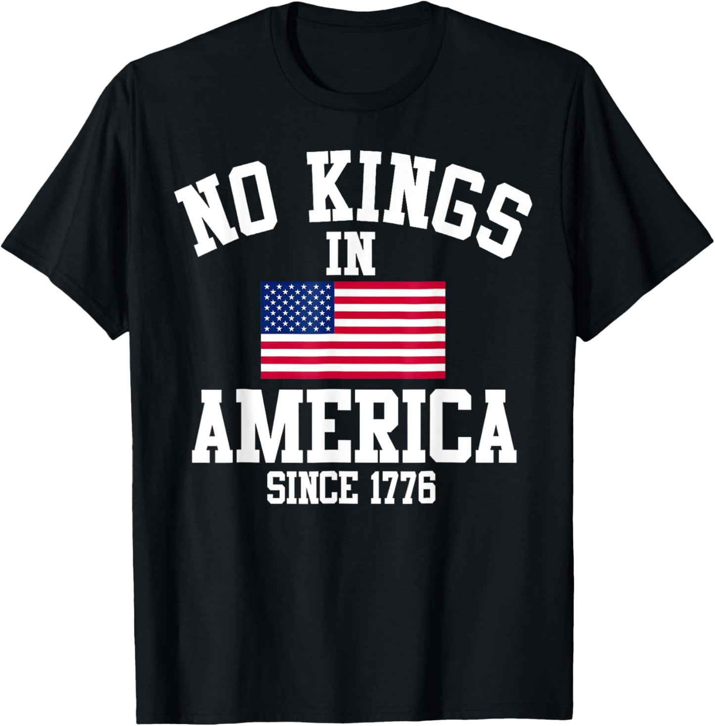 No Kings In America Since 1776 Retro American Flag Patriotic T-Shirt