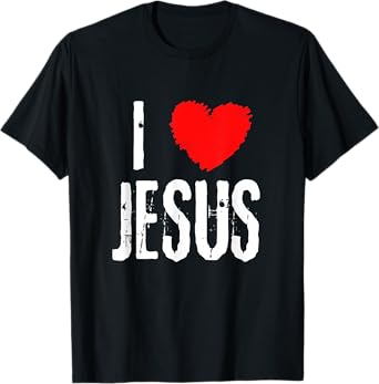 Vintage Grunge I Love JESUS typography, Christian T-Shirt