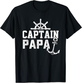 Captain Papa Pontoon Boating Fishing Lake Sailing Family T-Shirt