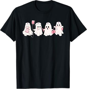 Funny Ghost Spooky Nurse Halloween Cute RN Nurse T-Shirt