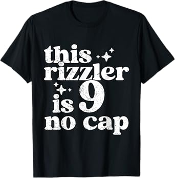 This Rizzler Is 9 No Cap 9 yr Old Bday Funny 9th Birthday T-Shirt