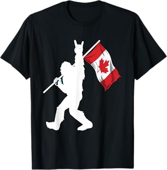Vintage Canadian Bigfoot And Rock'N Roll Funny Canada Day T-Shirt