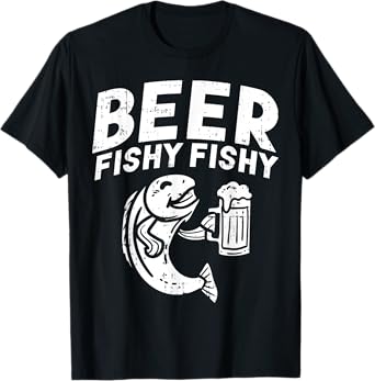 Beer Fishy Funny Fish Fisherman Angler Fathers Day Dad Gift T-Shirt