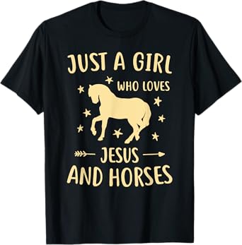Jesus And Horses For Girls Teens Women Horse Lover Christian T-Shirt
