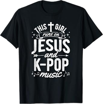 Korean K-Pop Girl Women Gift Runs On Jesus T-Shirt