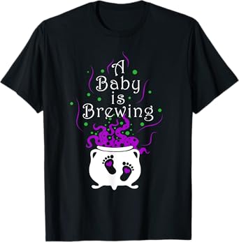 A Baby Is Brewing Black Cauldron Halloween Baby Pregnant T-Shirt