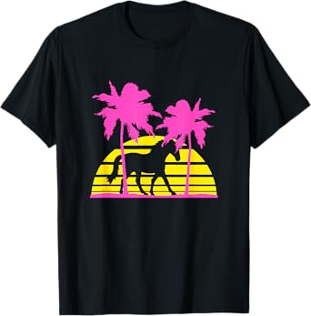 Horse Riding Lines Rider Sun Palm Trees Silhouette Vacation T-Shirt